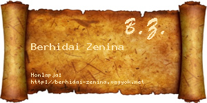Berhidai Zenina névjegykártya